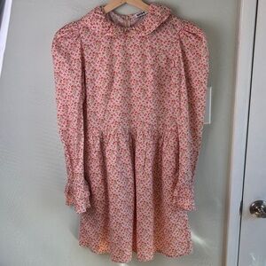 Batsheva Pink Floral Prairie Mini Dress Size 2 Cottagecore Coquette